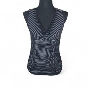 Y2K Vintage Olivia Moon Black and Gray Striped Surplice Tank Women’s Large